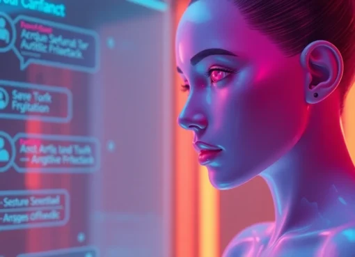 Visual of a vibrant NSFW AI chat interface showcasing a seductive AI character for nsfw ai chat in a clean, modern digital setting.
