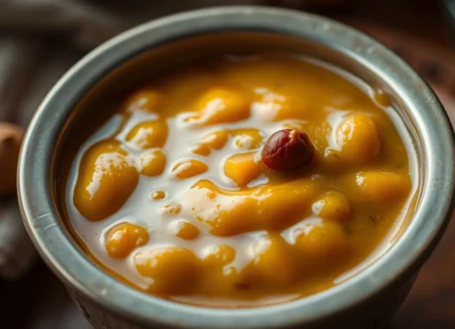 Authentic Ready to Eat Moong Dal Halwa served in a bowl with nuts, highlighting the rich